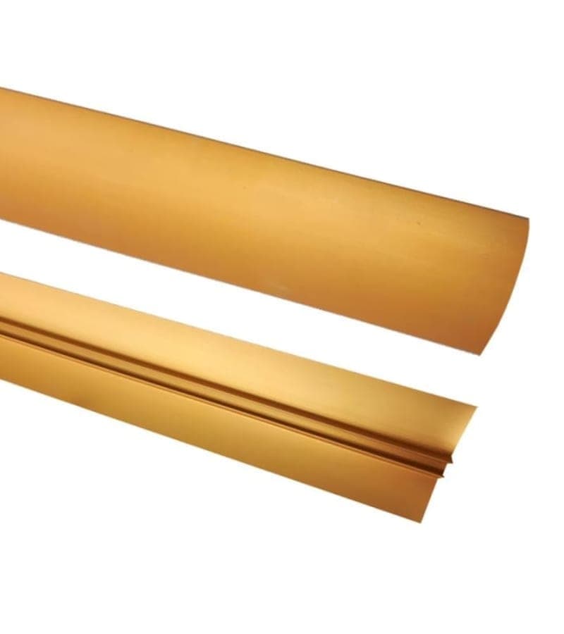 ლამინატის გადასაბმელი ალუმინის 38მმ 2,7მ ოქროსფერი მწარ. PROPLAST