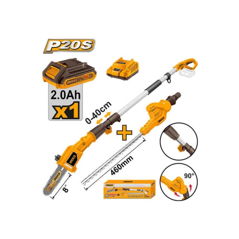 ბაღის უსადენო სასხლავი ხელსაწყოს 2 ც-იანი კომპლექტი (CPTS201681) INGCO