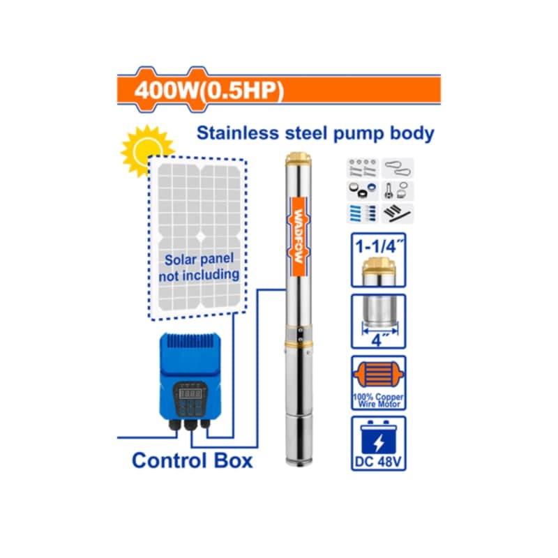მზის სისტემაზე მომუშავე ჭაბურღილის წყლის ტუმბო 48V-36M (WWPDDC01) WADFOW