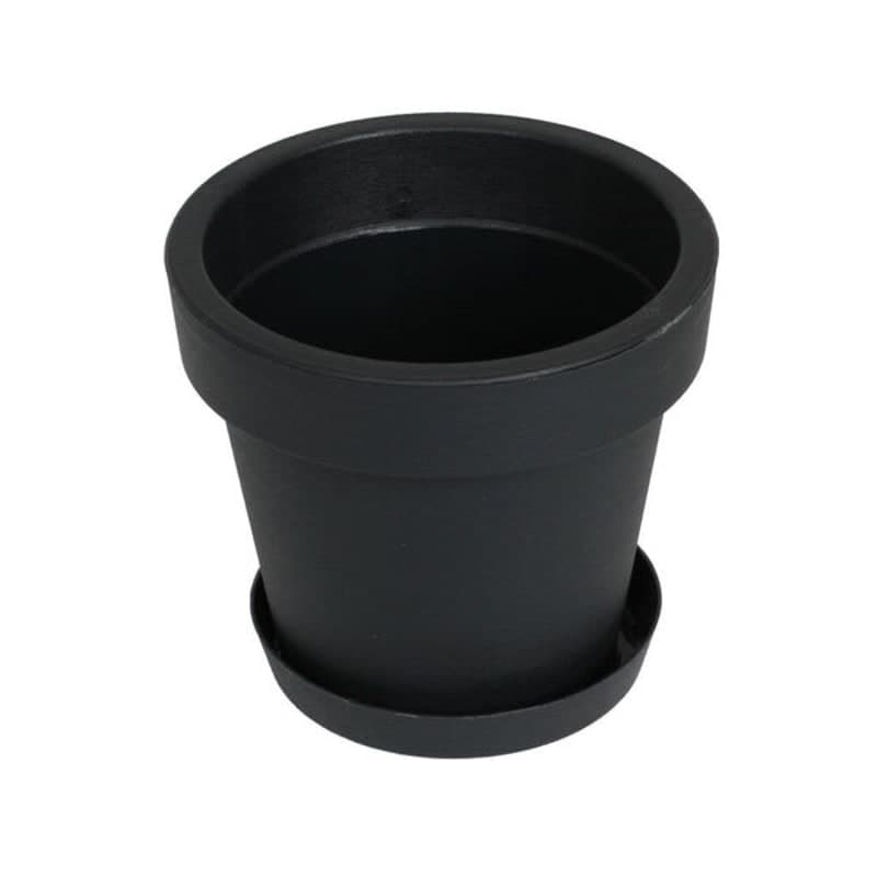 პლასტმასის ქოთანი სადგამით შავი 135მმ DLOF S433