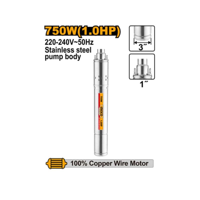 ჭაბურღილის წყლის ტუმბო 3" 750W INGCO (SWP7501)