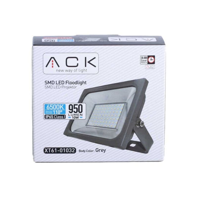 პროჟექტორი ლედ განათებით 10 ვატი 1060 ლუმენი 6500 კანდელი ზომა 117x91x27მმ IP65 განათების კუთხე ACK