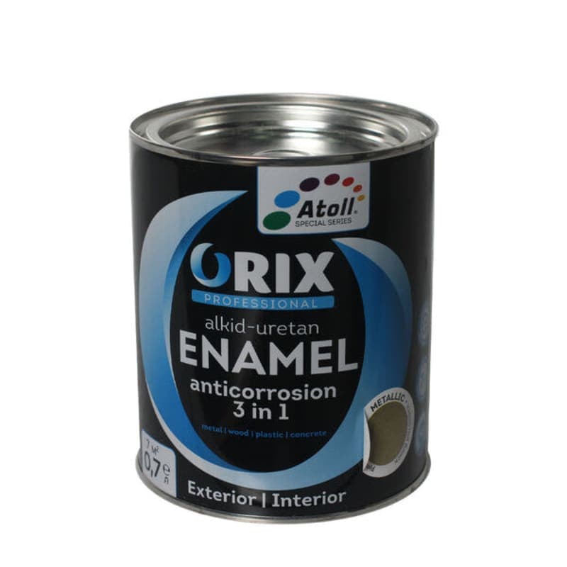 0.7კგ ანტიკოროზიული ემალის საღებავი ოქროსფერი ORIX METALLIC