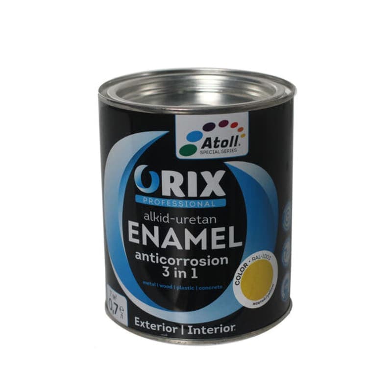 0.8კგ ანტიკოროზიული ემალის საღებავი ყვითელი ORIX RAL 1003