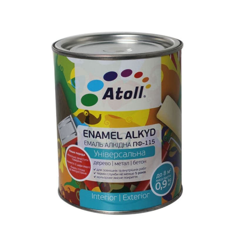 0.8კგ ემალის საღებავი ღია ნაცრისფერი ATOLL ПФ-115