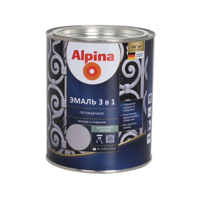 0.75 ლ ემალის გრუნტ-საღებავი 3in1 ALPINA RAL 7040