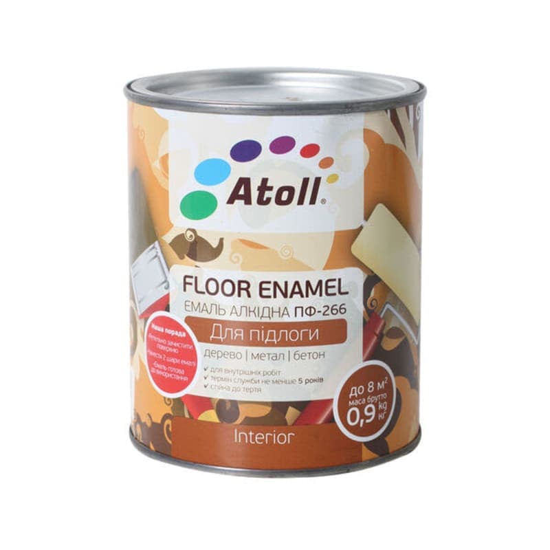 0.8კგ ემალის საღებავი მოყვითალო ყავისფერი ATOLL ПФ-266